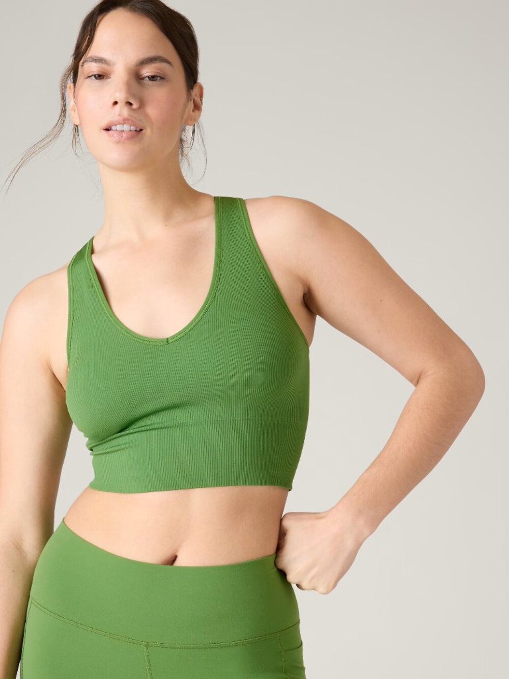 NWT ATHLETA Women's Aurora Seamless Crop Rib Tank, Baja Green, XS